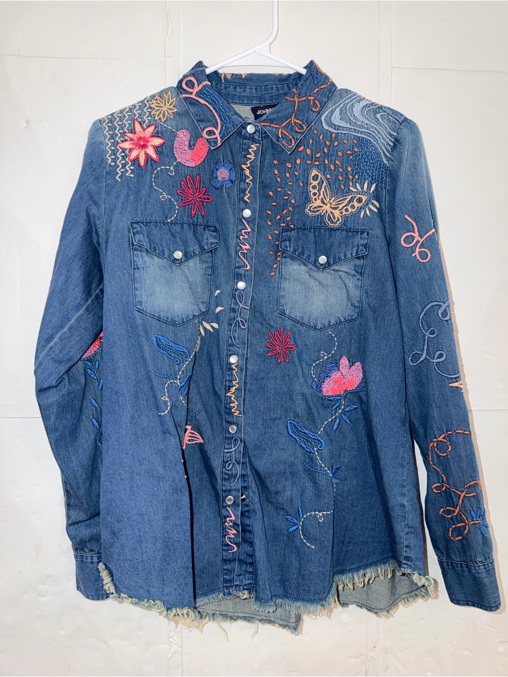 Johnny Was Workshop Umoya Frayed Western Shirt